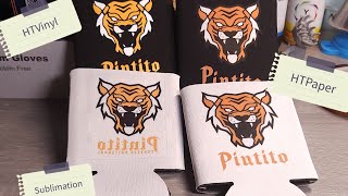 Differences between Sublimation  Heat Transfer Vinyl and Heat Transfer Paper on Koozies Cricut [upl. by Reinar]