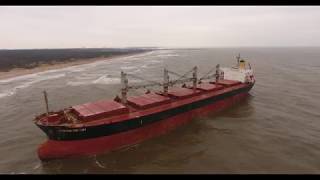 Bulk carrier OCEAN CROWN drifted aground at Girullai beach [upl. by Kristel]