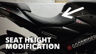 HOW TO REDUCE MOTORCYCLE SEAT HEIGHT  KAWASAKI ROUSER NS 160 [upl. by Singband663]