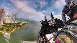 F16 Over the Shoulder Cockpit View  Airshow over South Beach Miami  Cockpit Audio [upl. by Ainet]