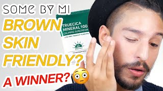 Some By Mi Truecica Mineral 100 Calming Suncream Brown Skin Friendly  Review  Wear Test [upl. by Bouton458]