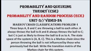 MARKOV CHAIN PROBLEM1  PQTCSE PRPECE UNIT3 VIDEO24 [upl. by Mullins]