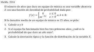 oposiciones melilla 2016 probabilidad distribucion continua [upl. by Drawets]