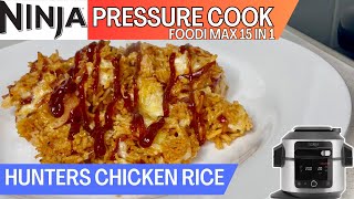 HUNTERS CHICKEN RICE PRESSURE COOK One Pot BBQ rice with Bacon  Instant Pot  NINJA FOODI 15 in 1 [upl. by Ahsercel900]