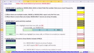 Ctrl  Shift  Enter Excel Array Formulas 22 Excel 2010 Array Function MODEMULT [upl. by Misti]