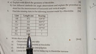 SurveyII 4THSem Diploma in civil engineering traverse numerical bearing omitted nabarajjyoti [upl. by Olegna]