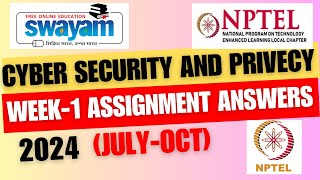 Cyber Security and Privacy  NPTEL Week1 Assignment Answers 2024 JulyOct [upl. by Rawdon]