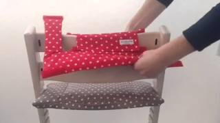 Tripp Trapp high chair  How to install the top of a cushion [upl. by Aciamaj]