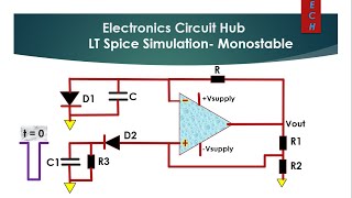 LTSpice Opamp Monostable Multivibrator Design  Simulation [upl. by Allebram]