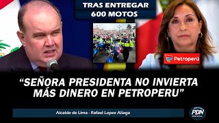 RAFAEL LOPEZ ALIAGA TRAS ENTREGAR 600 MOTOS MÁS PARA SERENAZGO PDTA NO GASTE DINERO EN PETROPERU [upl. by Pamella45]