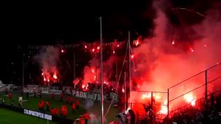 PAOK Saloniki Ultras great pyroshow against Olympiakos Piraeus Gate 4932014 [upl. by Dnalrah]