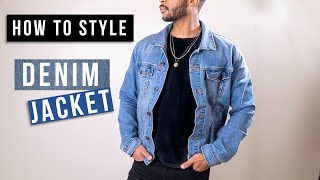 5 OUTFITS AND ADVICE  How to style a Denim Jacket for Guys [upl. by Eniac]