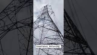 Insulator Hoisting 👉 ytshorts india transmission hindisong construction labour [upl. by Aelak]