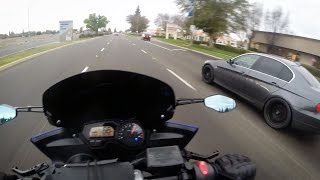 YAMAHA FZ6 vs BMW E90 335i street race [upl. by Nimref]