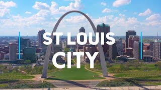 St Louis city Missouri  4K drone footage [upl. by Bertina]