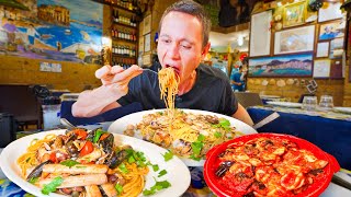 Italian Street Food in Naples SEAFOOD SPAGHETTI  Pizza in Naples Italy [upl. by Suiramed]