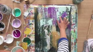 Collage Art Tutorial Acryl Abstract Painting Schritt für Schritt Anleitung [upl. by Balliett]