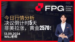 FPG 每日行情分析  913 决议倒计时5天 非美拉涨，黄金2570！ [upl. by Laenaj]