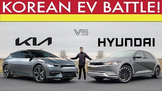 SIBLINGS RIVALRY  2022 Kia EV6 vs 2022 Hyundai IONIQ 5 Comparison [upl. by Yalahs]