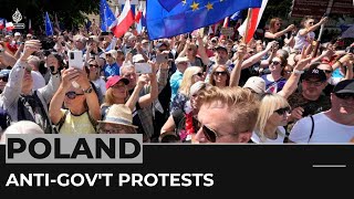 Hundreds of thousands march in Poland antigovernment protests [upl. by Leamhsi918]