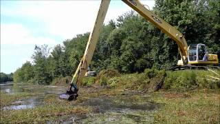 Long Reach Excavator Dredging Canal [upl. by Bigler]