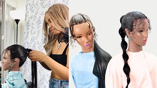 How To Do Ponytail Hairstyle Using Braiding Hair [upl. by Rudwik]