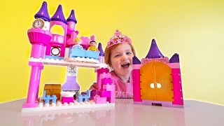 PRINCESS CINDERELLA pretend play disney lego castle with Adley and Mystery Guest [upl. by Ehcrop]