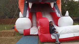 Big Cat Tiger Tongue Inflatable Slide Great Bridge Pumpkin Farm BENJAMIN FREEZE October 2022 [upl. by Wincer]