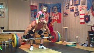 Dmitry Klokov  Home training with daughter [upl. by Rubens]