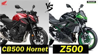 Honda CB500 Hornet vs Kawasaki Z500 Comparison TM [upl. by Halilad788]