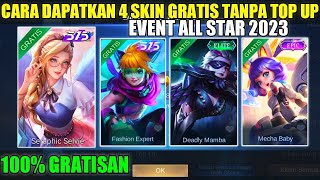 CARA DAPATKAN 4 SKIN GRATIS TANPA TOP UP DI EVENT ALL STAR MOBILE LEGENDS 2023 Skin Rafaela Terbaru [upl. by Eniak]