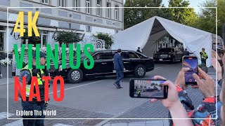 【4K】 Lithuania Vilnius  People Waiting for US President Joe Biden at Kempinski Hotel [upl. by Zabrina]