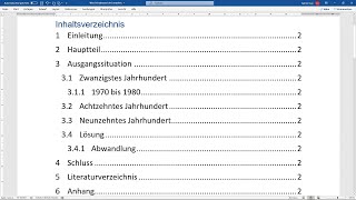 Word Inhaltsverzeichnis erstellen in 1 Minute  Tutorial automatisch Nummerierung Seitenzahlen [upl. by Emmerie227]