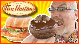 Tim Hortons Jalapeño Jack Spicy Chicken Club amp Love Reese to Pieces™ Donut Review [upl. by Nanete887]