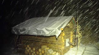 HIDING FROM A SNOWSTORM IN AN ABANDONED LOG CABIN WINTER IS COMING [upl. by Narhem]