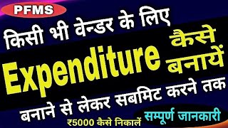 PFMSHow to Create Expenditure  Expenditure कैसे बनायें  5000 रुपये कैसे निकले  payment to vendor [upl. by Corliss]