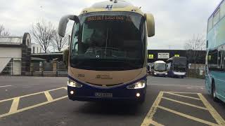 SCANIA bus Translink Goldline 2053 reversing into Great Victoria street [upl. by Zelma6]