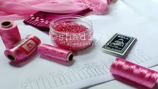 Very easy beaded hand embroidery sleeve design for blouse and kurtibead work sleeve embroidery [upl. by Yarrum]