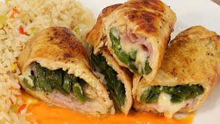 PECHUGAS RELLENAS DE RAJAS JAMÓN Y QUESO [upl. by Bell213]