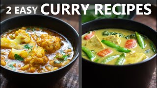 2 Easy Curry Recipes for a Vegetarian and Vegan Diet  Easy Vegan Recipes [upl. by Rennold489]