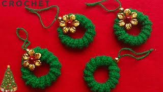 En Solo 10 Minutos TEJE ésta Linda CoronaAdorno Navideño a CROCHETCrochet Christmas PatternNavida [upl. by Aniez]