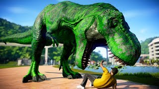 Tyrannosaurus Rex Vs Acrocanthosaurus Vs Ceratosaurus Breakout and Fight Jurassic World Evolution [upl. by Noeht724]