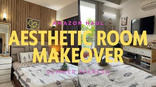 Summer Makeover of Small Bedroom ❤️ Amazon Haul for Refreshing Look of Bedroom with BongPunjabis [upl. by Pilar]