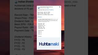 Huhtamaki India Ltd has fixed record date for final dividend for FY23 StockMarket News Shorts [upl. by Wootan]