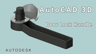 AutoCAD 3D How to drawing door lock handle 3D Modeling sketches [upl. by Ahsied95]