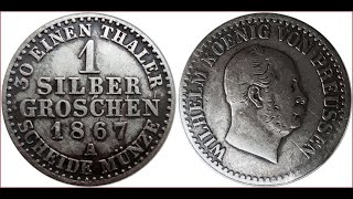 1 silbergroschen 1867 Kingdom of Prussia [upl. by Phalan]