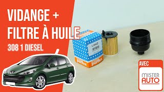 Vidange et changement du filtre à huile Peugeot 308 1 16 HDI 🛢 [upl. by Nyad]