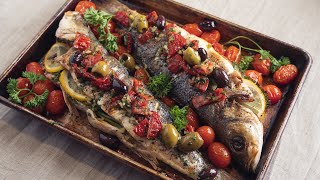 Easy Oven Grilled Whole Fish  Roasted Branzino Recipe [upl. by Rinna]