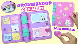 Organizador con LLAVE para abrirlo  Folder organizador  Diario con llave  Manualidades aPasos [upl. by Maurise]