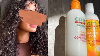 طريقة عمل الشعر كيرلي بمنتجات كانتو و فرشة دينمن denman brush سناب وعد التركي curly hair [upl. by Haelahk]